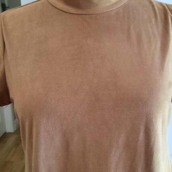 Brown Mock-Neck Suede Feel Dress - Picture 3 of 4